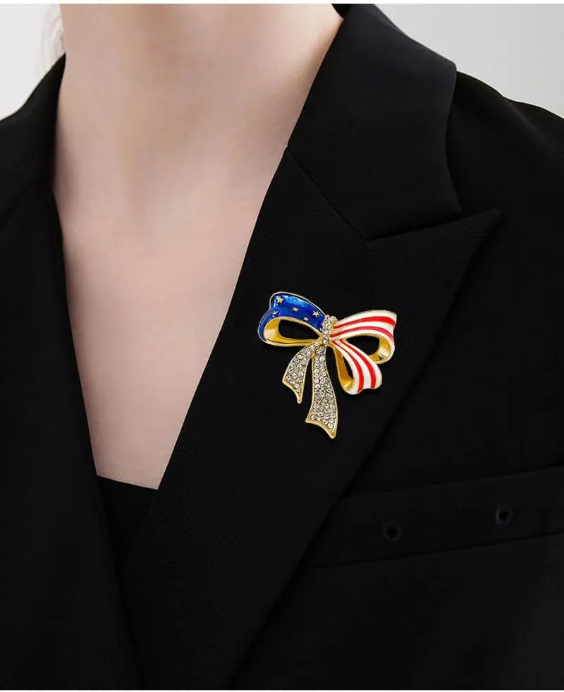 Rhinestone American Flag Brooch USA Flag Badges Pins For Memorial Veteran Day 4th of July Independence Day American Flags Pins 4th of July USA PinPatriotic Lapel Pins Gift for Clothes Bags Accessories