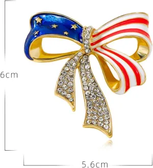 Rhinestone American Flag Brooch USA Flag Badges Pins For Memorial Veteran Day 4th of July Independence Day American Flags Pins 4th of July USA PinPatriotic Lapel Pins Gift for Clothes Bags Accessories