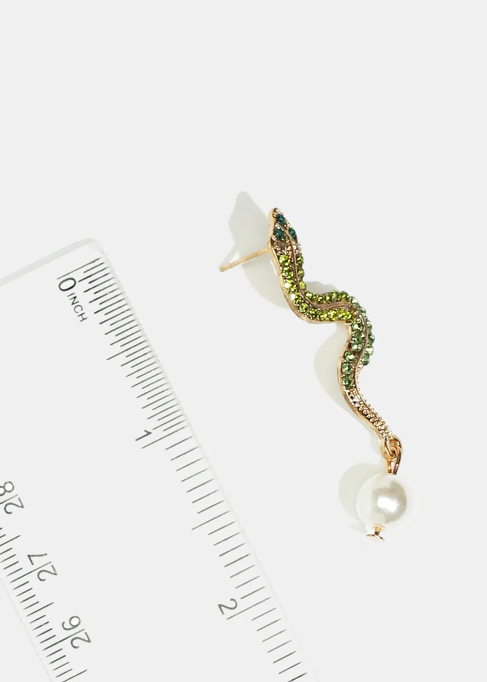 Rhinestone & Pearl Snake Earrings