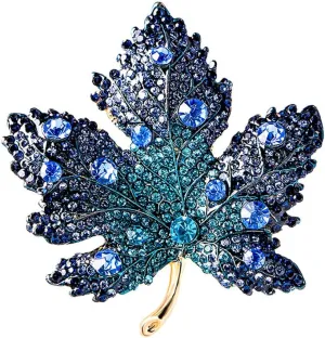 Rhinestone Big Maple Leaf Brooch Pin for Women Men Fashion Crystal Delicate Wedding Fall Party Brooches Lapel Pins Elegant Dress Accessories Jewelry Gift Christmas Birthday Festival