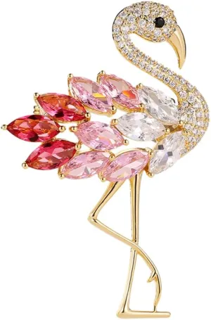 Rhinestone Flamingo Brooch Pin for Women Girls Fashion Crystal Delicate Animal Brooch Lapel Pins Elegant Dress Accessories Jewelry Gift Corsage for Hat Bag Suit Tie Wedding Christmas Birthday