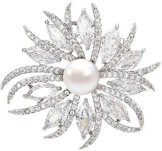 Rhinestone Flower Brooch - Crystal Flower Pin for Women - Valentine's Day & Mother's Day Gift