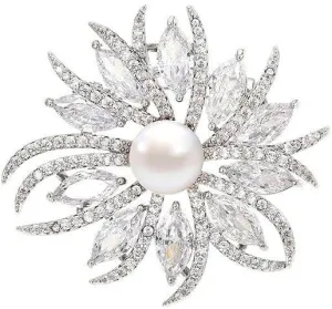 Rhinestone Flower Brooch - Crystal Flower Pin for Women - Valentine's Day & Mother's Day Gift