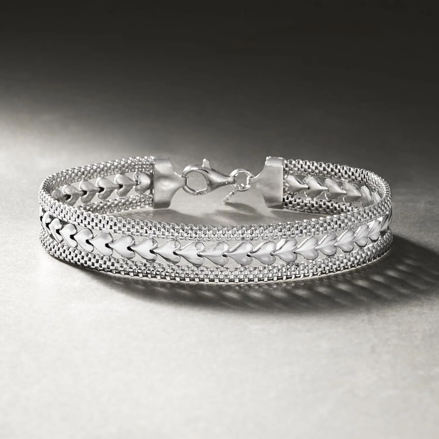 Ross-Simons Italian Silver Heart Motif Bracelet