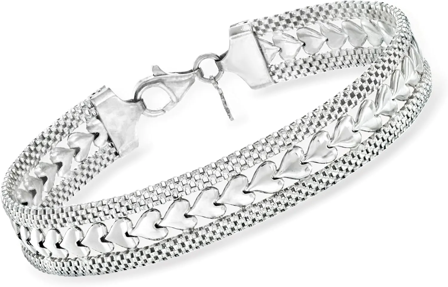 Ross-Simons Italian Silver Heart Motif Bracelet