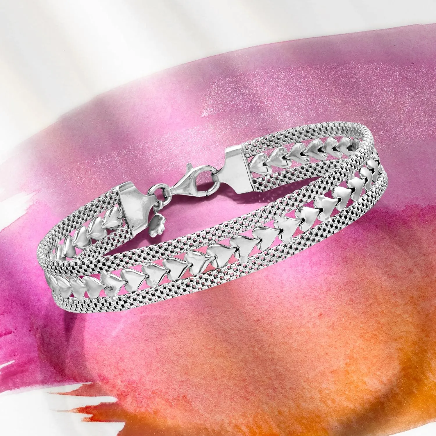 Ross-Simons Italian Silver Heart Motif Bracelet