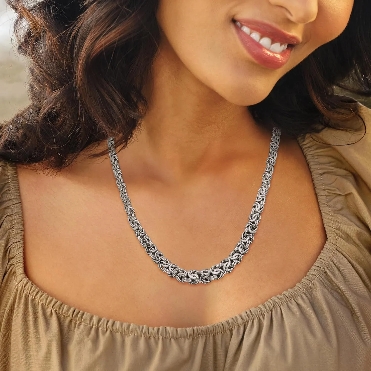 Ross-Simons Sterling Silver Graduated Byzantine Necklace