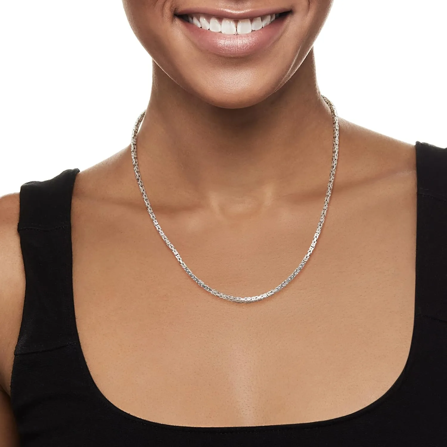 Ross-Simons Sterling Silver Square Byzantine Necklace