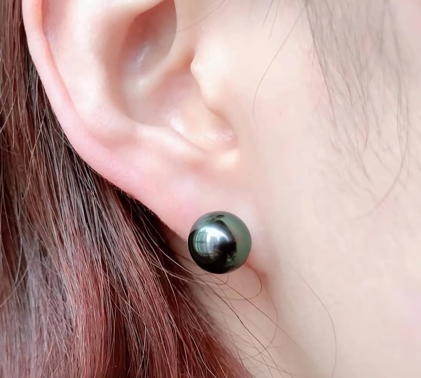 Round Tahitian black pearl earrings, circle carefully handpicked AAAA  grade paired Tahitian black pearl 925 silver 18K Gold plated earrings, hypoallergenic cultured pearls blacks pearls earring for women.