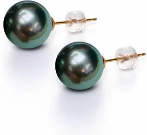 Round Tahitian black pearl earrings, circle carefully handpicked AAAA  grade paired Tahitian black pearl 925 silver 18K Gold plated earrings, hypoallergenic cultured pearls blacks pearls earring for women.