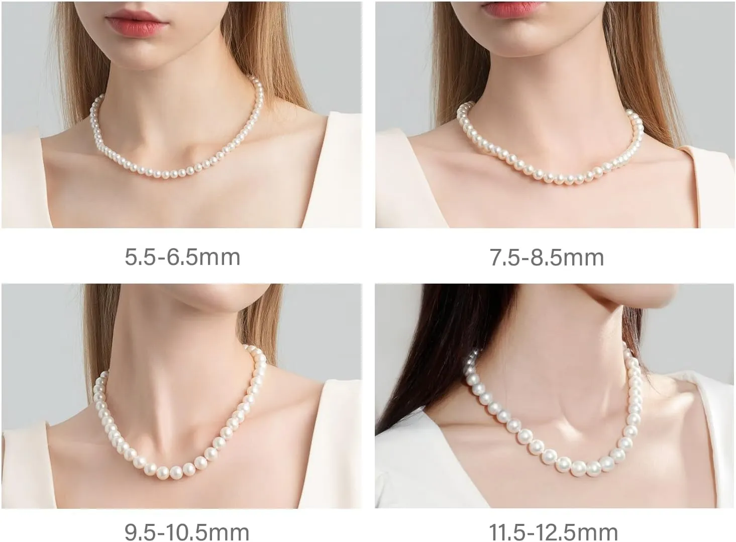 Round White Simulated Shell Pearl Necklace Pearl Choker Necklace Jewelry for Women