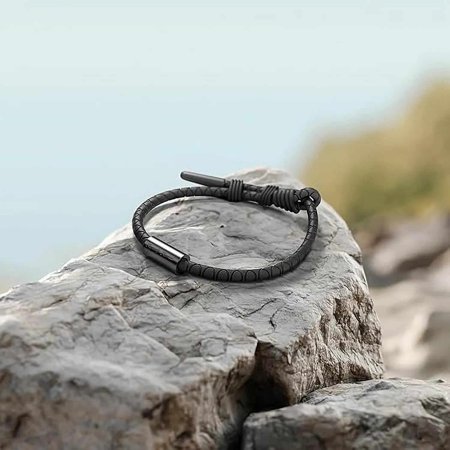 Rowdy Parrot FlexTech Adjustable Silicone Rope Bracelet: Waterproof, Sweatproof, Sunproof, Minimalist Surf, Golf Jewelry for Men - One Size Fits All