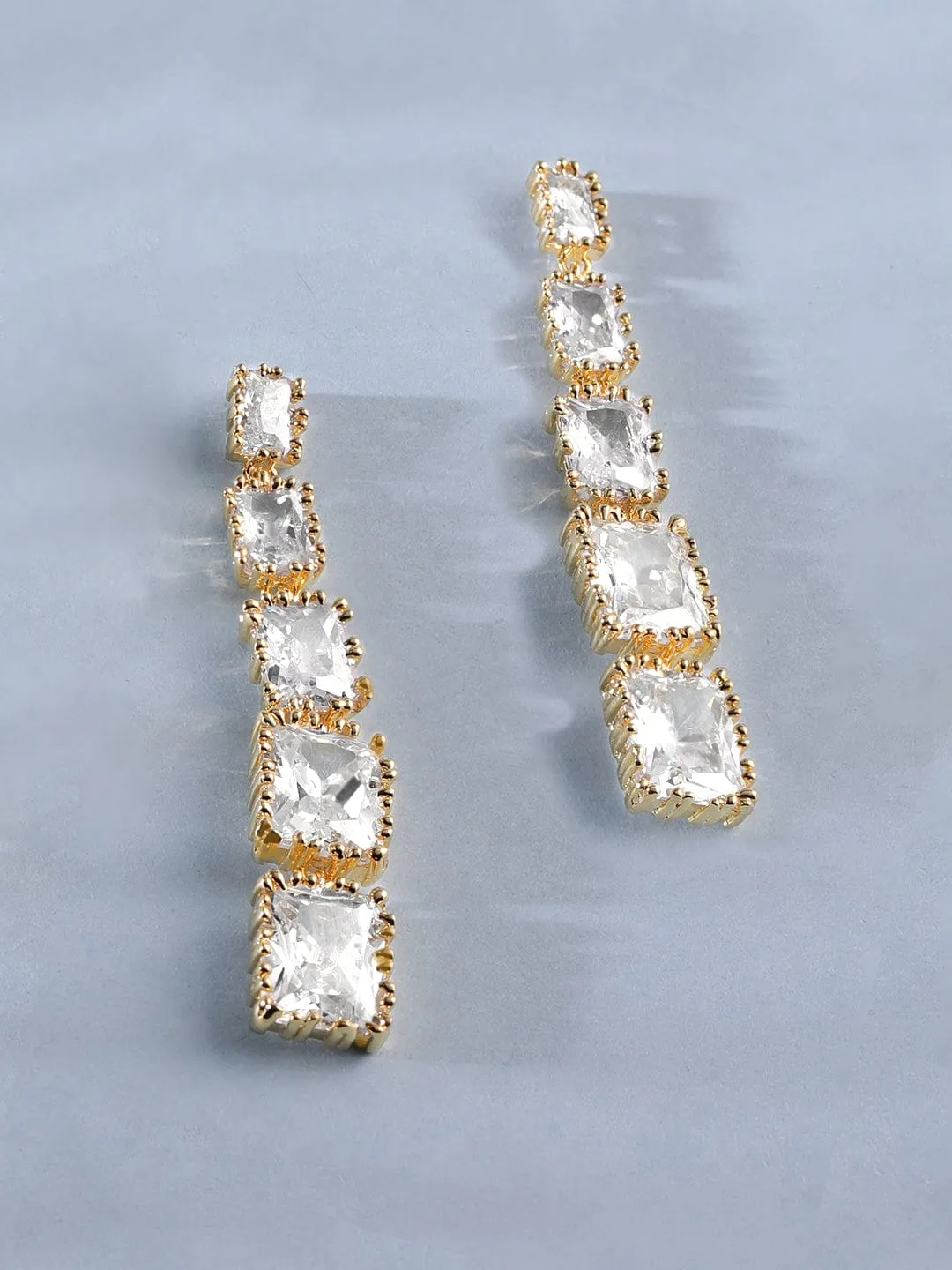 Rubans 22K Gold plated Korean Crystals Statement dangle Earrings