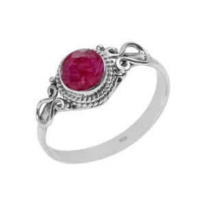 Ruby Stone Ring, Handmade 925 Sterling Silver Rings for Women Girls, Natural Gemstone Ring US size 5 Solitaire Ring, Round Stone Ring, Minimalist Birthstone Gift Jewelry for her