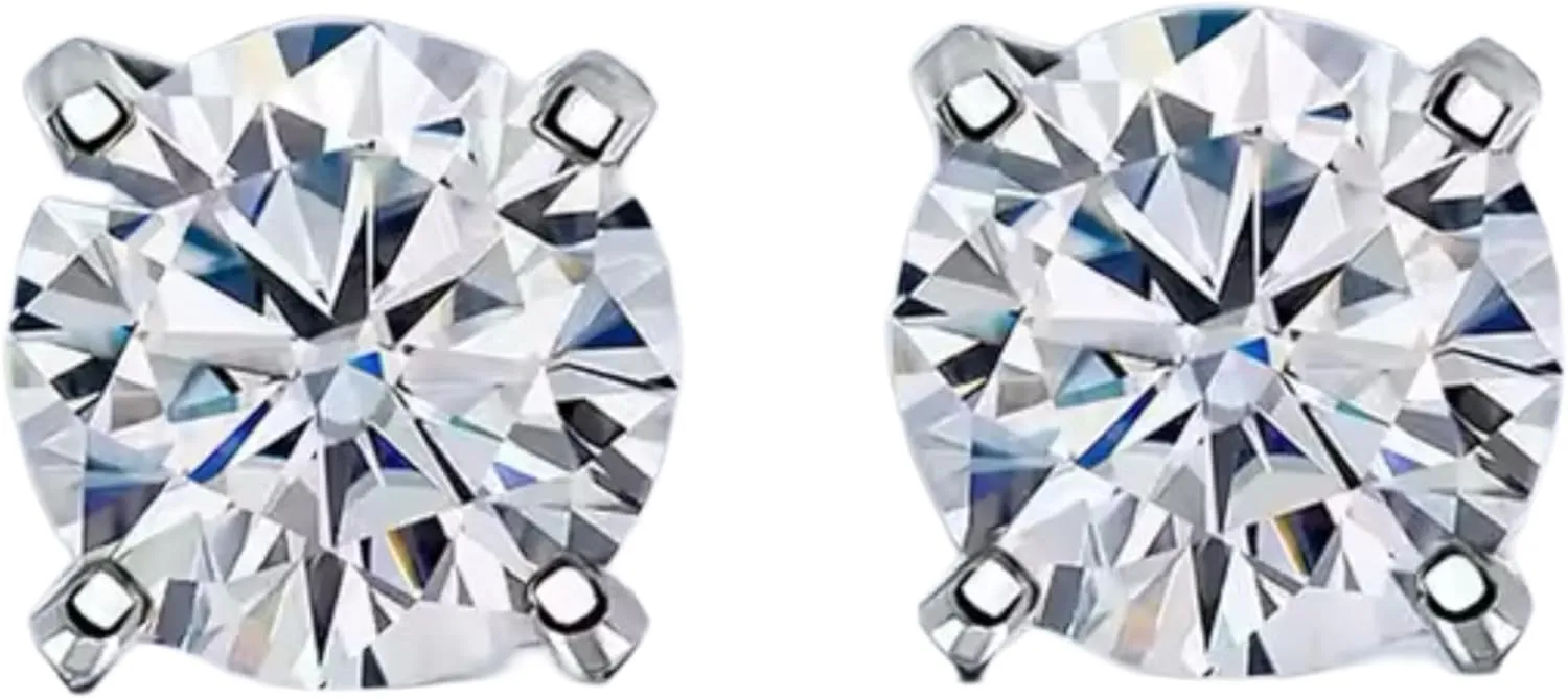 S925 Silver Plated Platinum four claws white Moissanite earrings with GRA certificate