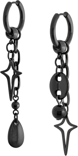 Sacina Black Teardrop Spike Star Hoop Earrings, Gothic Grunge Emo Punk Y2k Earrings, Goth Jewelry, Christmas Jewelry Gift for Women