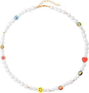 Sacina Colorful Beaded Choker Necklace, Pearl Summer Beach Necklace, Christmas Jewelry Gift for Women