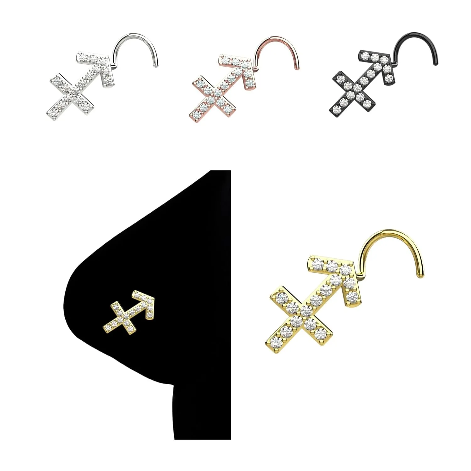 Sagittarius Zodiac Sign Nose Ring Handmade Nose Jewelry Indian Nose Piercing Silver nose Stud