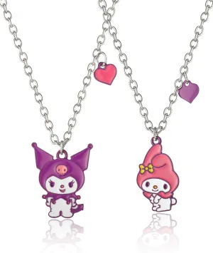 SALLY ROSE Sanrio Kuromi and My Melody Best Friend Necklace for 2 Official License, Fashion BFF Necklace for 2