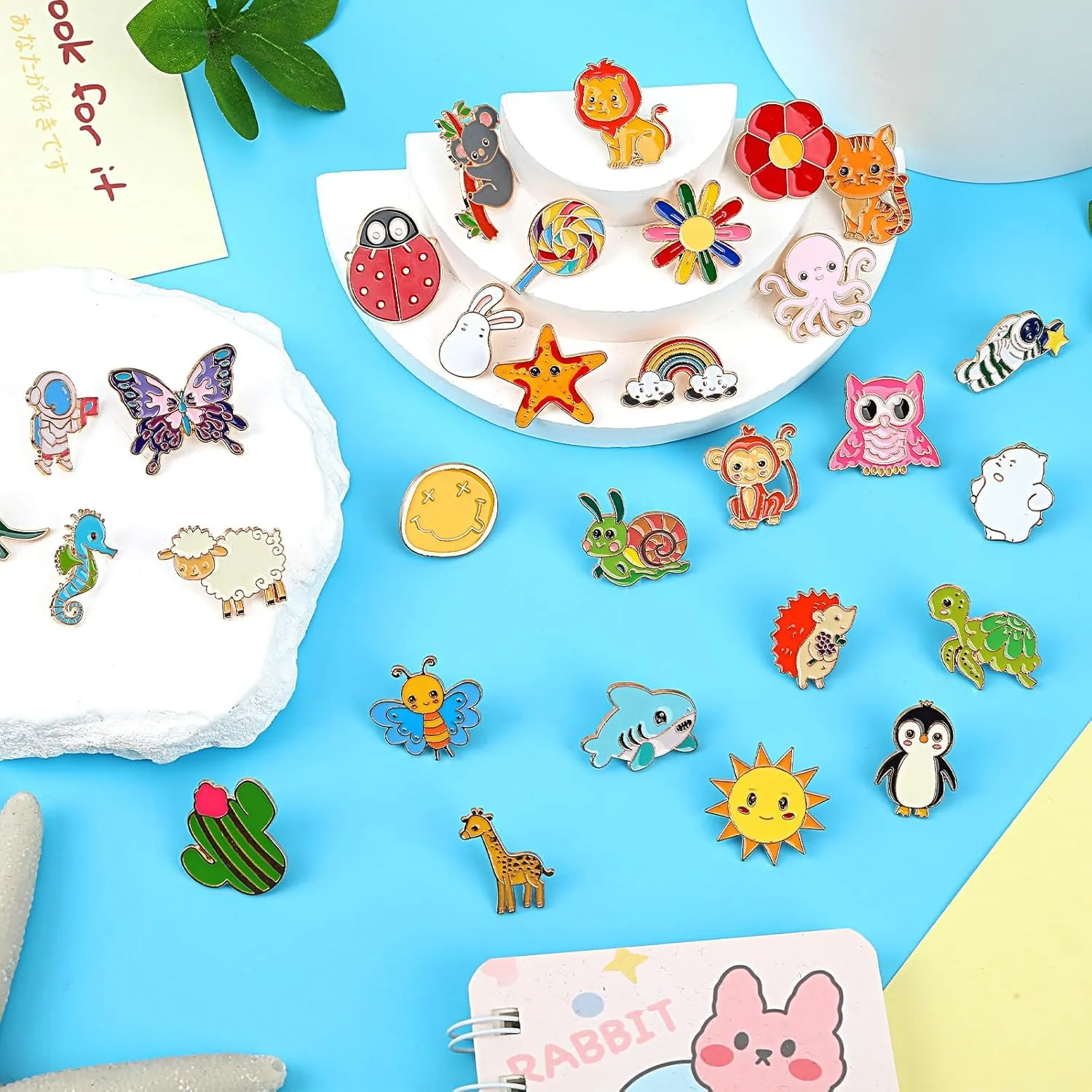 SANNIX 60Pcs Enamel Pins, Cute Funny Enamel Lapel Pins Bulk Set Cartoon Brooch Pins Button Badges for Backpacks Clothes Bags Hats Accessories, 30 Styles