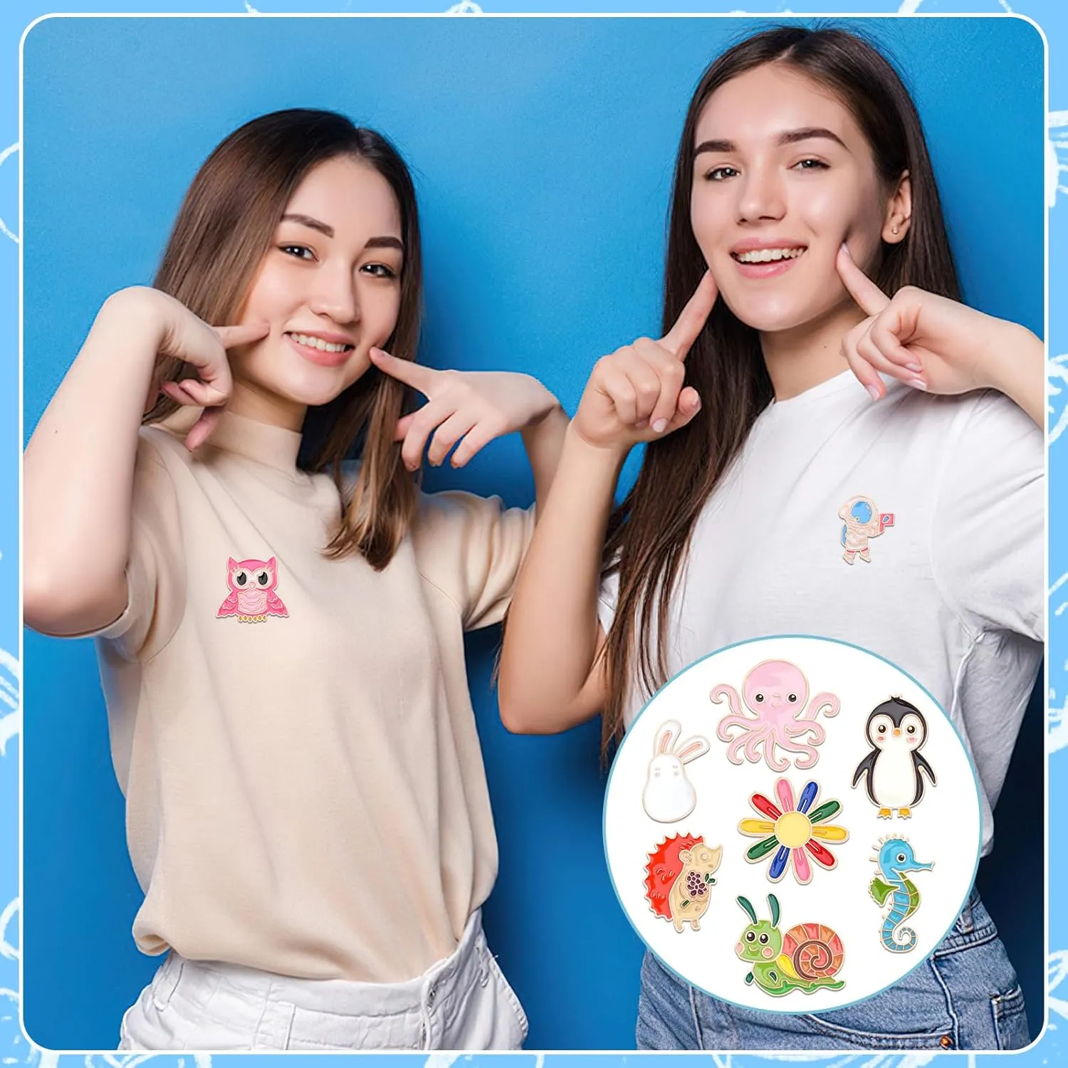 SANNIX 60Pcs Enamel Pins, Cute Funny Enamel Lapel Pins Bulk Set Cartoon Brooch Pins Button Badges for Backpacks Clothes Bags Hats Accessories, 30 Styles