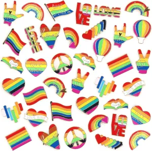 SANNIX 60Pcs Pride Pins, Rainbow Pins Bulk Enamel LGBTQ Lapel Pin Gay Pride Heart Flag Brooch Pin for Clothes Bags Hats Accessories, 20 Styles