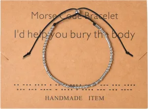 SANNYRA Adjustable Morse Code Bracelet, Secret Message Friendship Trendy Jewelry for Women, 14k Gold Plated Beads on Silk Cord Friendship Gift for Her