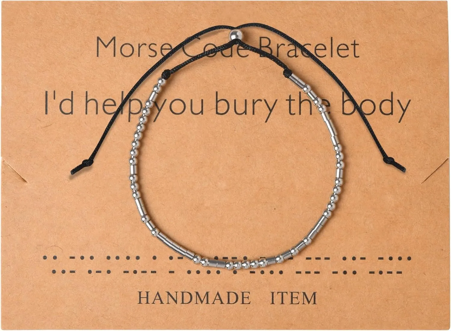 SANNYRA Adjustable Morse Code Bracelet, Secret Message Friendship Trendy Jewelry for Women, 14k Gold Plated Beads on Silk Cord Friendship Gift for Her