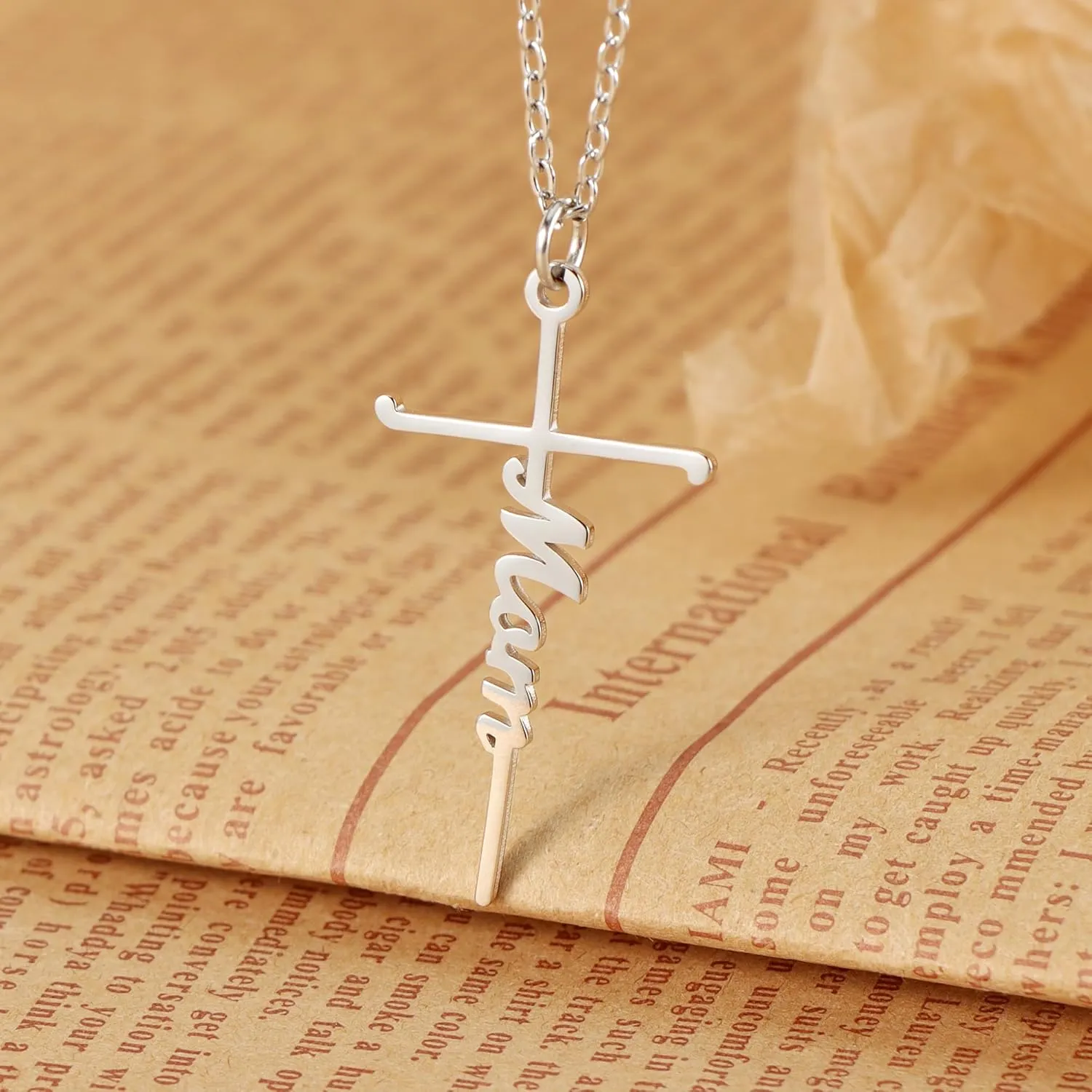 SANNYRA Faith Necklace for Women - Cross Grace Bestie Grace Hope Necklaces for Womens - 14K Gold Silver Plated Inspirational Pendant Gift for Her