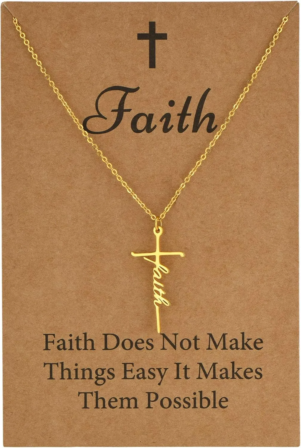 SANNYRA Faith Necklace for Women - Cross Grace Bestie Grace Hope Necklaces for Womens - 14K Gold Silver Plated Inspirational Pendant Gift for Her