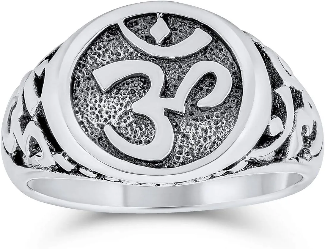 Sanskrit Aum Ohm Om Signet Ring in .925 Sterling Silver Religious Yogi Symbol Jewelry for Men and Women Personalize Your Jewelry