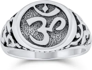 Sanskrit Aum Ohm Om Signet Ring in .925 Sterling Silver Religious Yogi Symbol Jewelry for Men and Women Personalize Your Jewelry