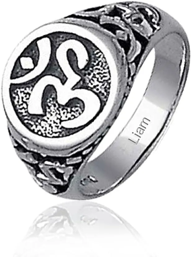 Sanskrit Aum Ohm Om Signet Ring in .925 Sterling Silver Religious Yogi Symbol Jewelry for Men and Women Personalize Your Jewelry