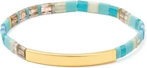 Scout Curated Wears - Good Karma Miyuki Bracelet - Just Breathe - Tonal Turquoise/Gold