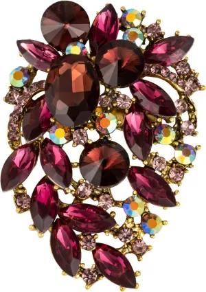 SELOVO Rhinestone Statement Brooch Pin Flower Dress Accessory