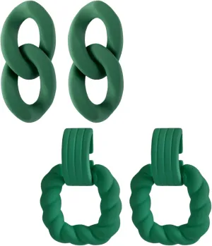 SELOVO Summer Earrings Rectangle&Link 2 Pcs Earrings Set Geometric Statement Acrylic Twist Dangle Earrings