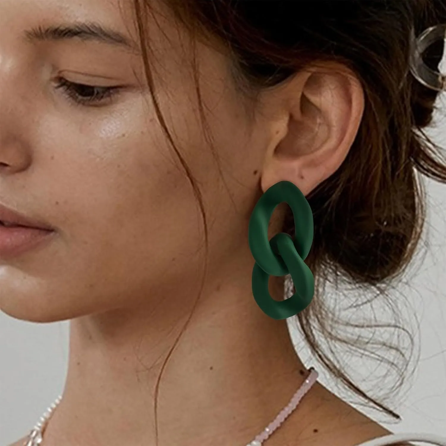 SELOVO Summer Earrings Rectangle&Link 2 Pcs Earrings Set Geometric Statement Acrylic Twist Dangle Earrings