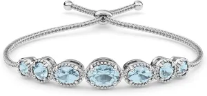 SHOP LC DELIVERING JOY Sky Blue Topaz Bolo Strand Tassel November Birthstone Bracelet Bangle Birthday Gifts for Women Adjustable