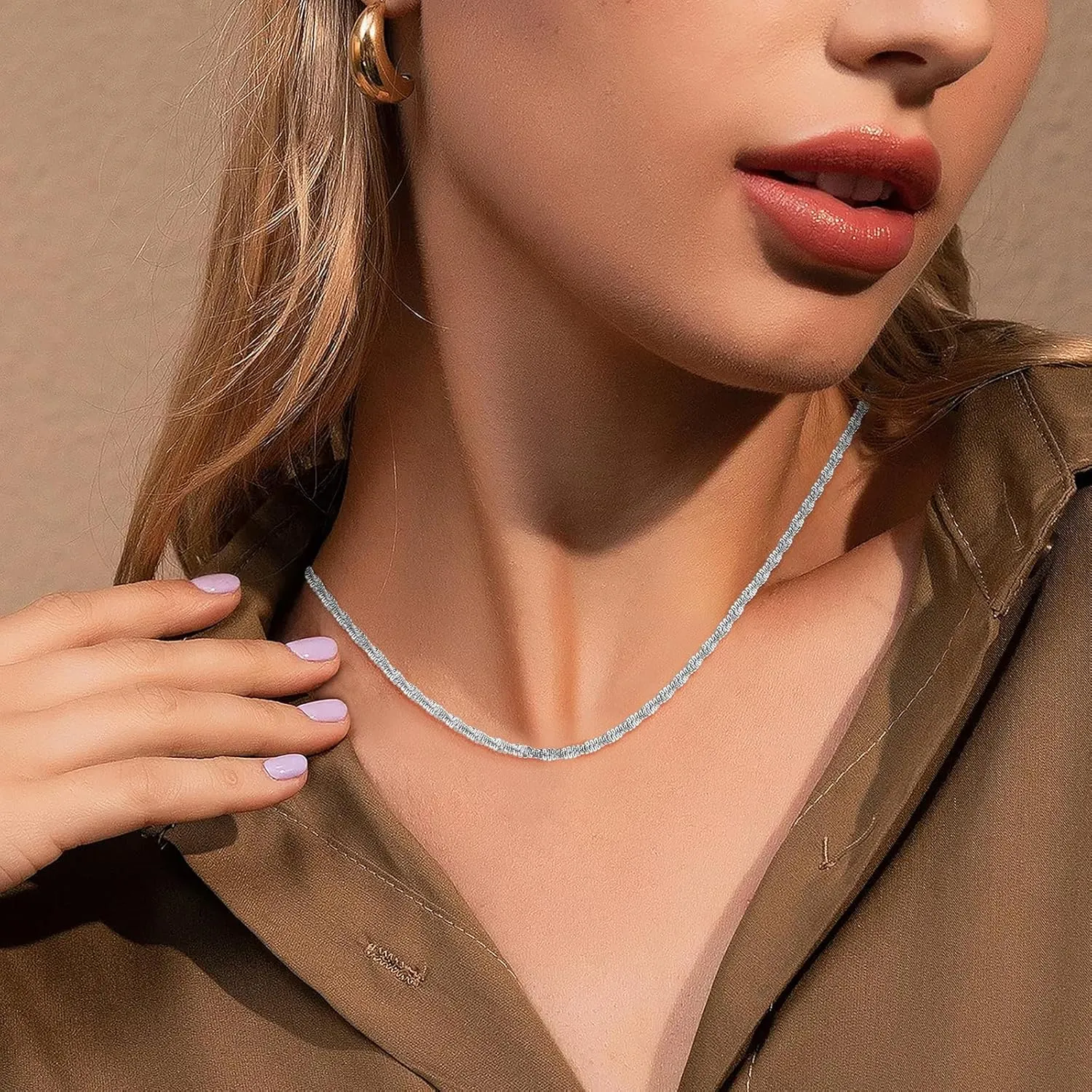 Silver Chain Necklace for Women, 2mm/3mm Box Chains for Women, 18/20 inch, Trendy Jewelry Gifts for Mom Friends