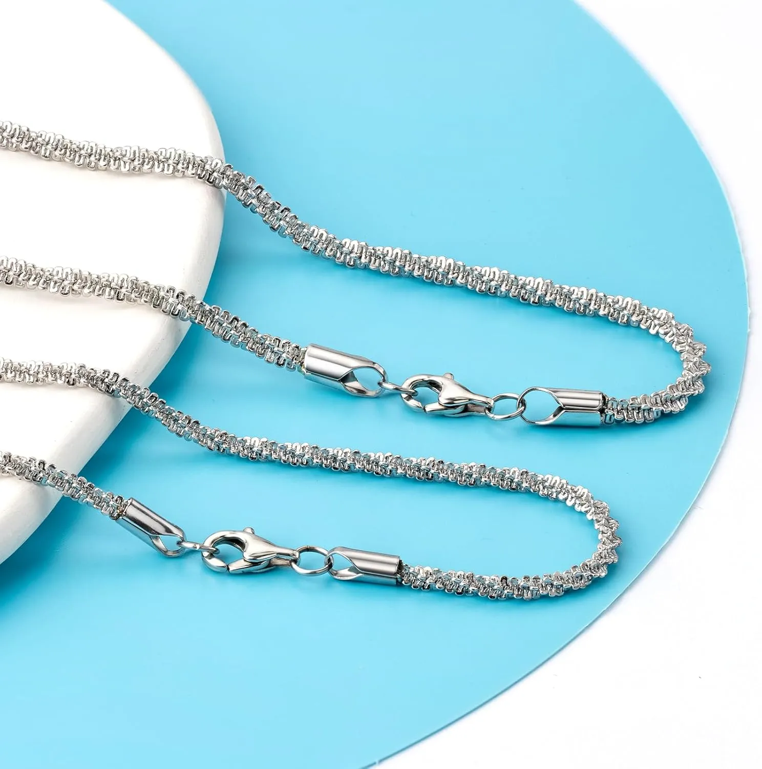 Silver Chain Necklace for Women, 2mm/3mm Box Chains for Women, 18/20 inch, Trendy Jewelry Gifts for Mom Friends