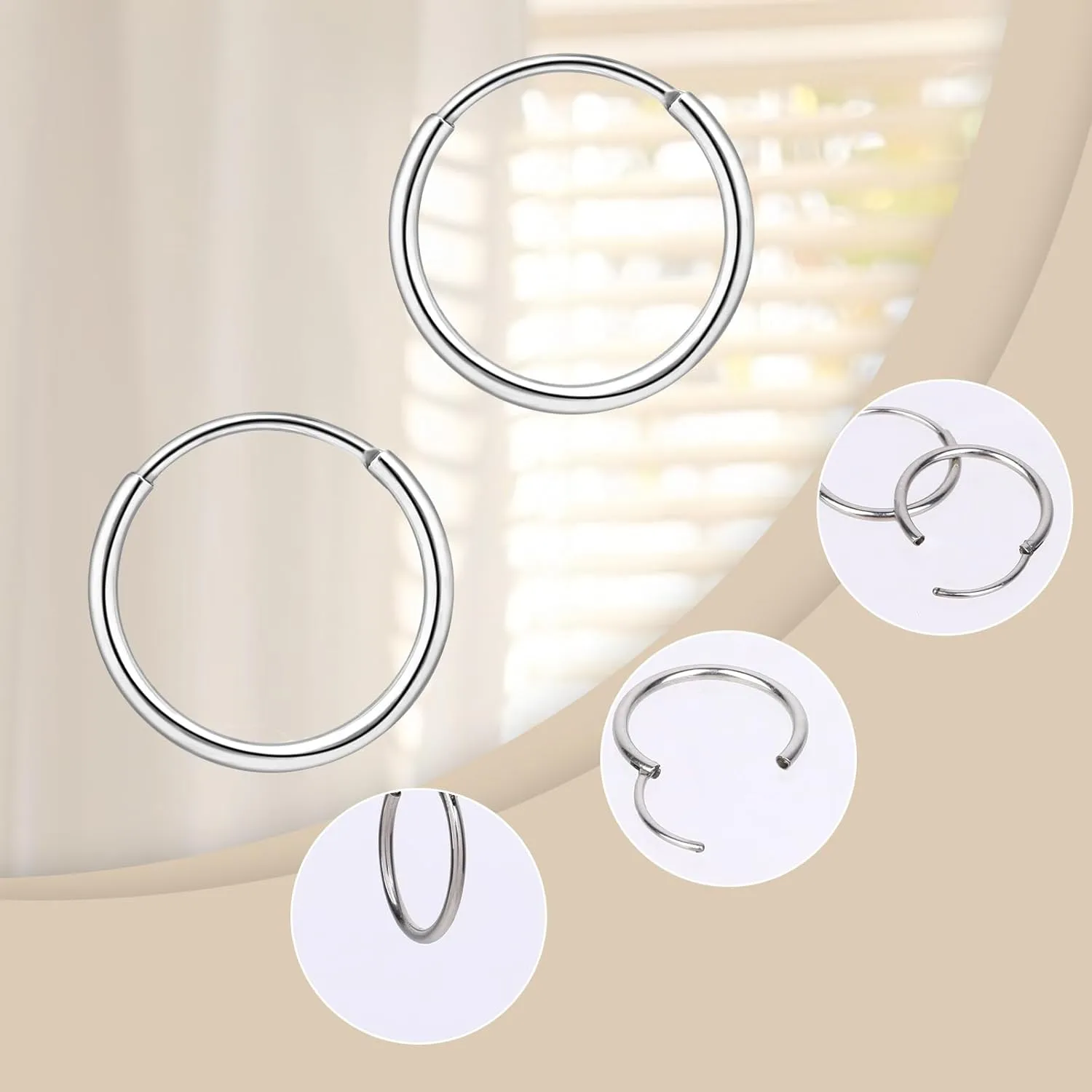 Silver Earrings Hoops,A Pair of Earrings Set, Small Silver Hoop Earrings for Women Men