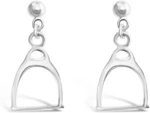 SILVER EMPIRE Fine Jewelry | 925 Sterling Silver Dangle Earrings for Women | Unique Horse Stirrup Design | Fashion Drop Earring | E Coat Finish for Tarnish Resistance | Post Back | Hypoallergenic
