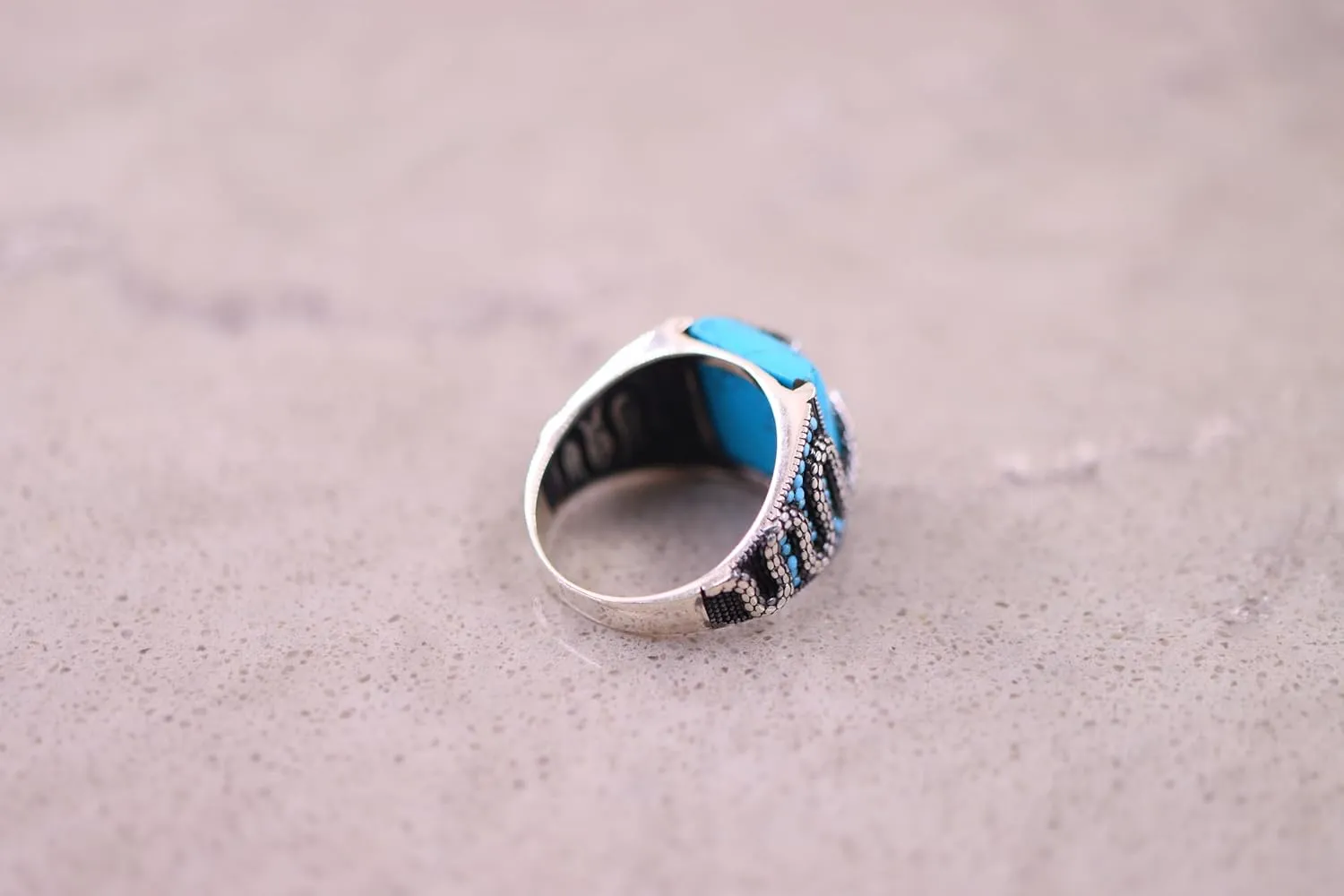 Silver Snake Ring - Torquoise Ring for Men - Handmade Ottoman Turkish 925 Sterling Silver Ring for Men - Gemstone Mens Rings - Unique Mens Jewelry Gift