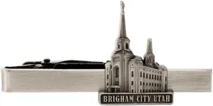 Silver Tie Clip by Ringmasters | LDS Temple Tie Clips for Men with Antique Silver Finish | Suit Accessories for Weddings, Church, & Formal Events | Versatile Tie Pin, (Brigham City Utah)