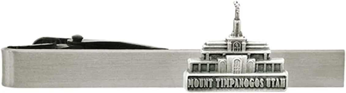 Silver Tie Clip by Ringmasters | LDS Temple Tie Clips for Men with Antique Silver Finish | Suit Accessories for Weddings, Church, & Formal Events | Versatile Tie Pin, (Mt Timpanogos Utah)