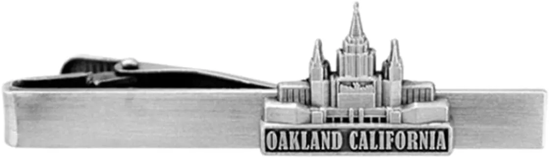 Silver Tie Clip by Ringmasters | LDS Temple Tie Clips for Men with Antique Silver Finish | Suit Accessories for Weddings, Church, & Formal Events | Versatile Tie Pin, (Oakland California)