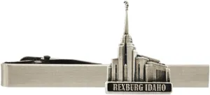 Silver Tie Clip by Ringmasters | LDS Temple Tie Clips for Men with Antique Silver Finish | Suit Accessories for Weddings, Church, & Formal Events | Versatile Tie Pin, (Rexburg Idaho)