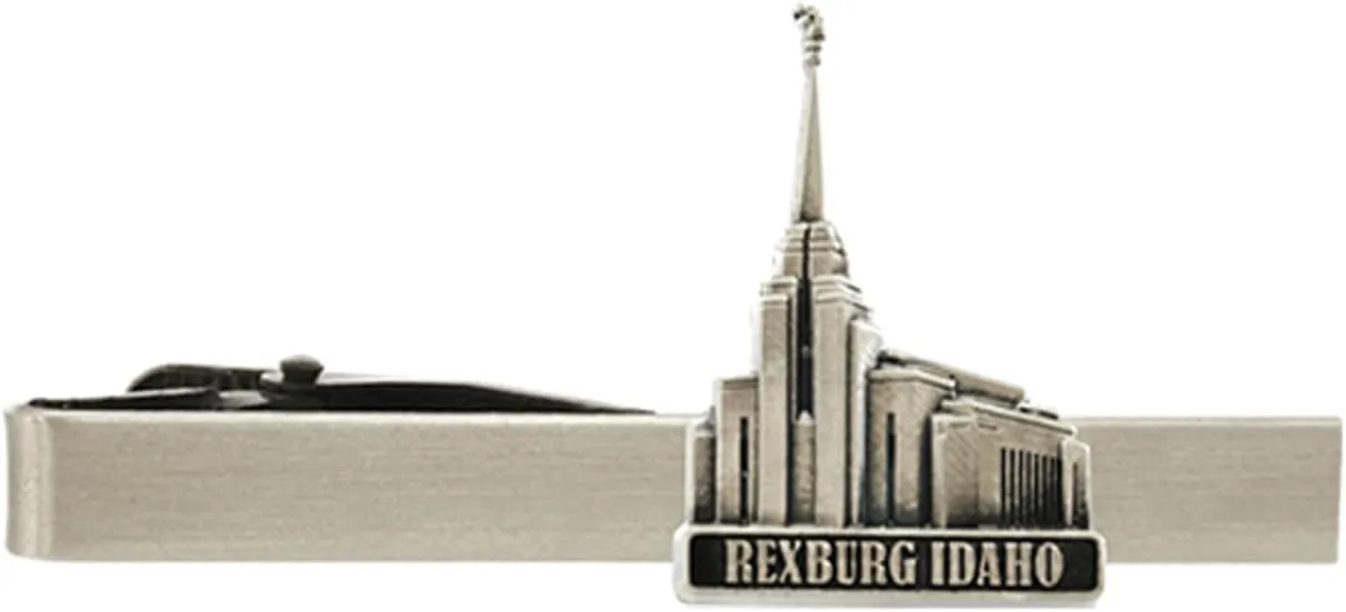 Silver Tie Clip by Ringmasters | LDS Temple Tie Clips for Men with Antique Silver Finish | Suit Accessories for Weddings, Church, & Formal Events | Versatile Tie Pin, (Rexburg Idaho)