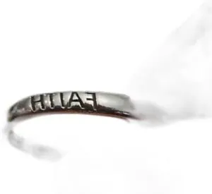 size 9 Sterling Silver 2.5mm wide Band says Faith Ring stackable