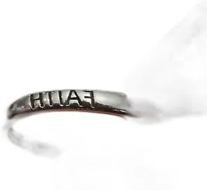 size 9 Sterling Silver 2.5mm wide Band says Faith Ring stackable